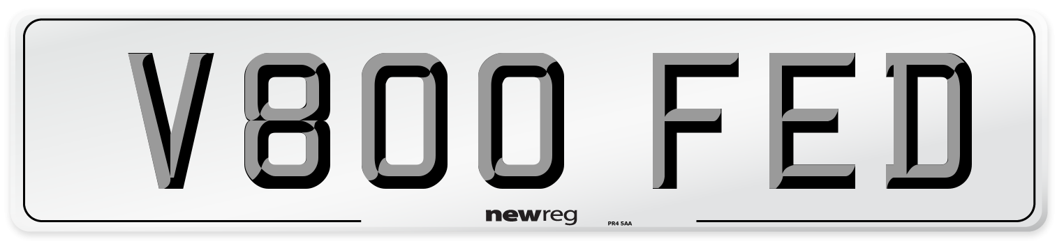 V800 FED Number Plate from New Reg